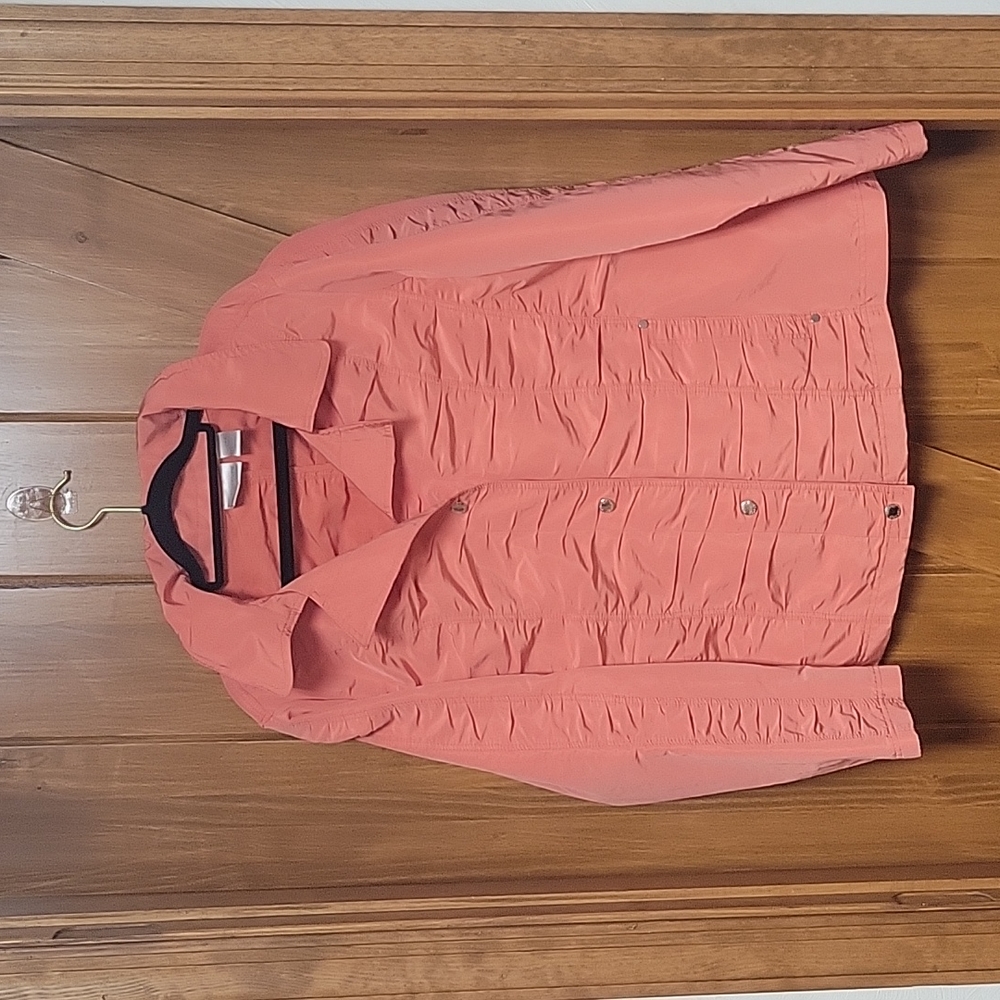 Chicos Zenergy Orange Snap Jacket Size Large